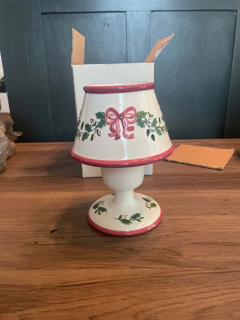 Wax Accessories #12644 Votive Lamp Holly Christmas Decor Candle Holder